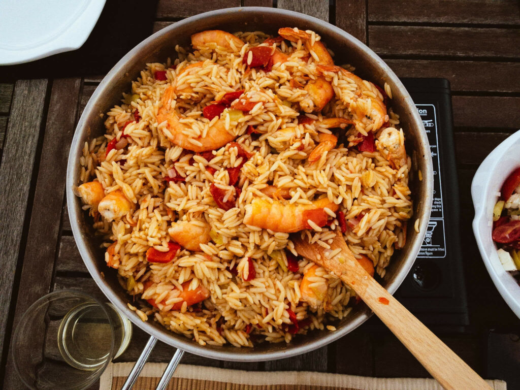 Greek orzo with shrimps