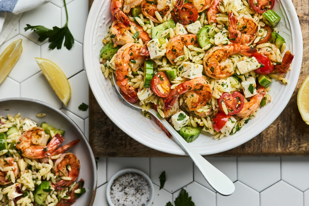 greek orzo with shrimps