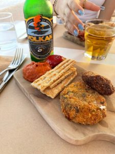 greek snacks with local beer